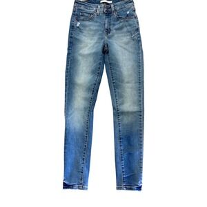Levis 721 High Rise Skinny Jeans Womens 24x28 Blue Distressed Denim 18882-0125
